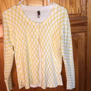Yellow and white cardigan
